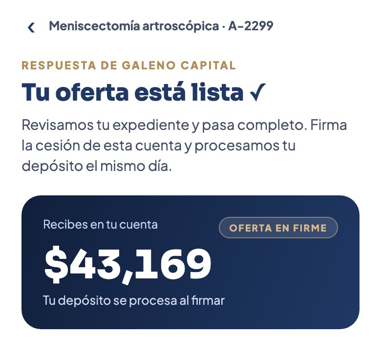 Oferta en firme con el monto que recibes